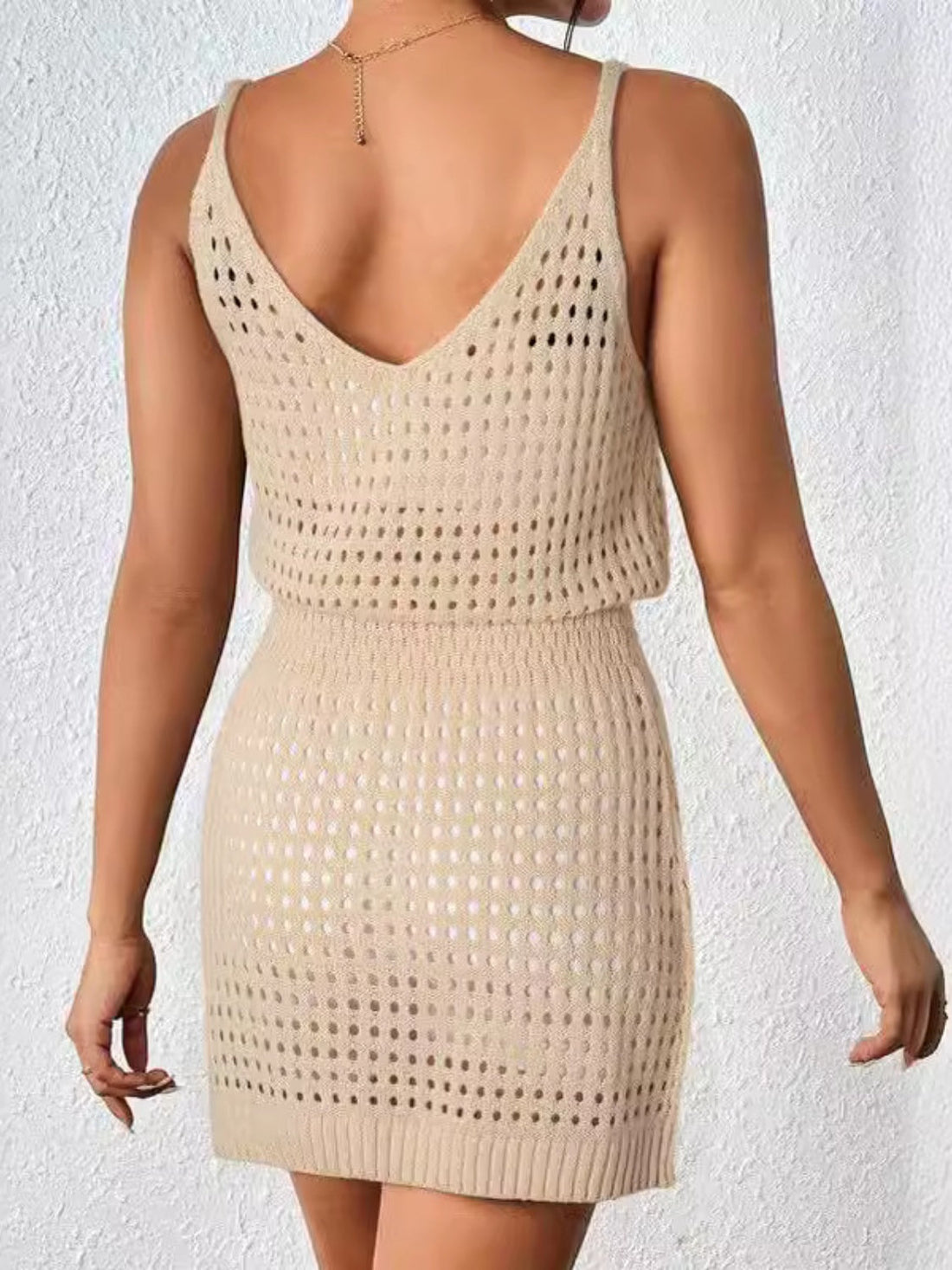 Openwork V-Neck Sleeveless Cover Up Dress Women&