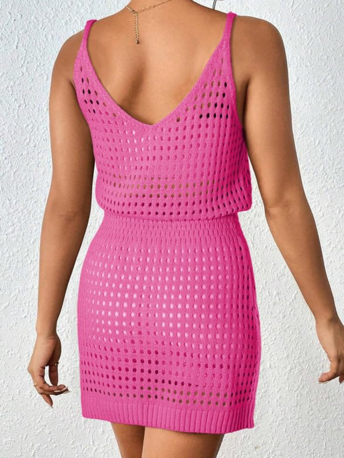 Openwork V-Neck Sleeveless Cover Up Dress Women&