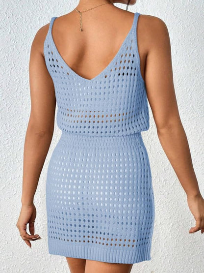 Openwork V-Neck Sleeveless Cover Up Dress Women&