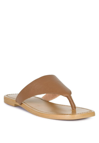 OROFER SOFT LEATHER LUXURY THONG FLATS Tan 9.5 by Rag Company | Fleurcouture