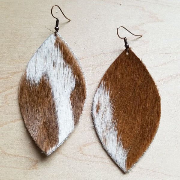 Oval Earrings in Tan and White Hair on Hide brown 1 Jewelry by The Jewelry Junkie | Fleurcouture