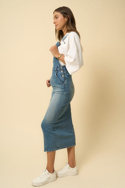 OVERALL LONG SKIRT DENIM BLUE by Denim Lab USA | Fleurcouture