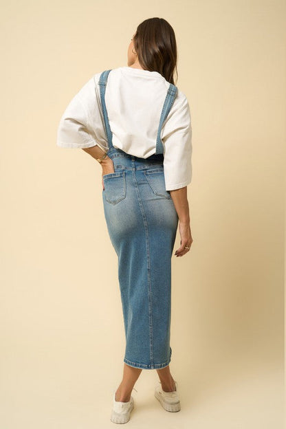 OVERALL LONG SKIRT DENIM BLUE by Denim Lab USA | Fleurcouture