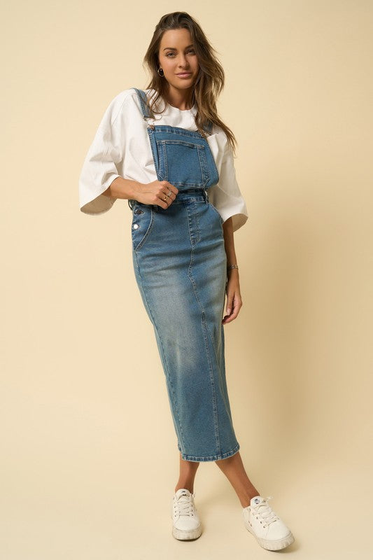 OVERALL LONG SKIRT DENIM BLUE S by Denim Lab USA | Fleurcouture