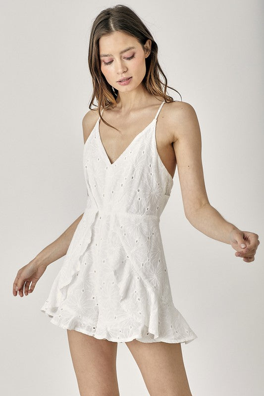 Overlap Ruffled Cami Romper WHITE S by Mustard Seed | Fleurcouture