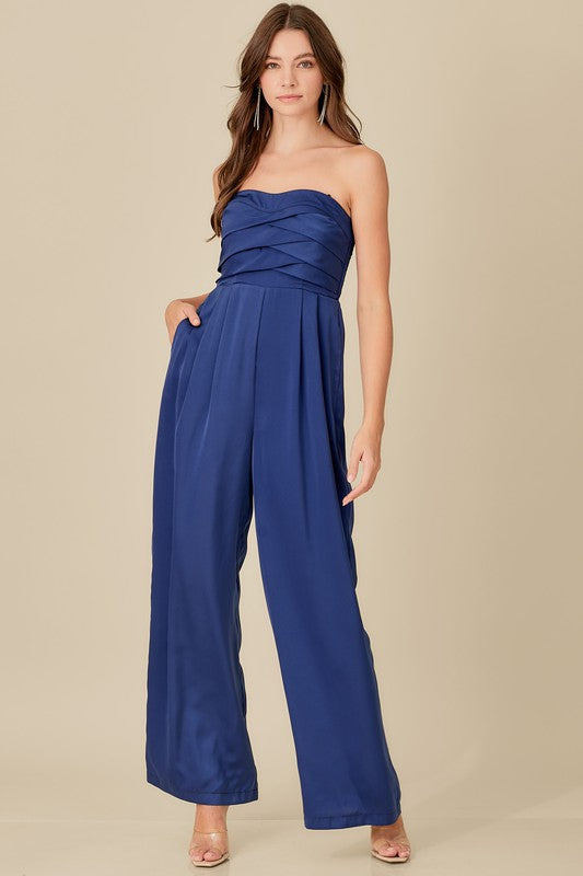 Overlapping Top Detailed Jumpsuit by Mustard Seed | Fleurcouture