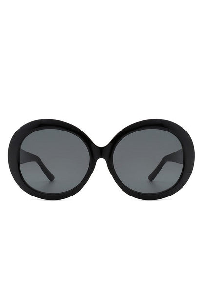 Oversize Circle Fashion Women Round Sunglasses Black OneSize by Cramilo Eyewear | Fleurcouture