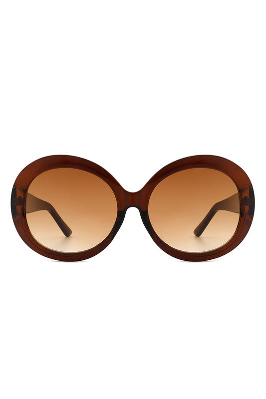 Oversize Circle Fashion Women Round Sunglasses Brown OneSize by Cramilo Eyewear | Fleurcouture