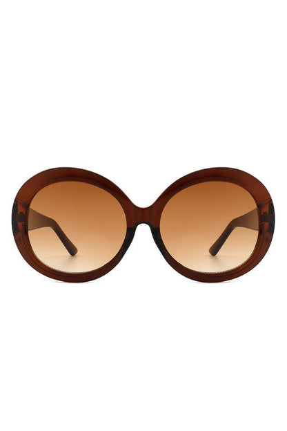 Oversize Circle Fashion Women Round Sunglasses Brown OneSize by Cramilo Eyewear | Fleurcouture