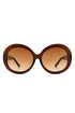 Oversize Circle Fashion Women Round Sunglasses Brown OneSize by Cramilo Eyewear | Fleurcouture