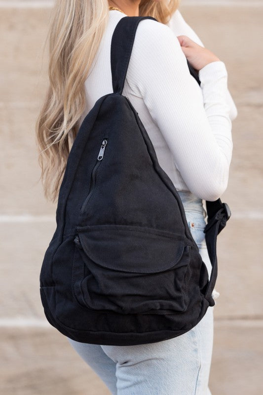 Oversized Canvas Sling Black OneSize Accessories by Aili&