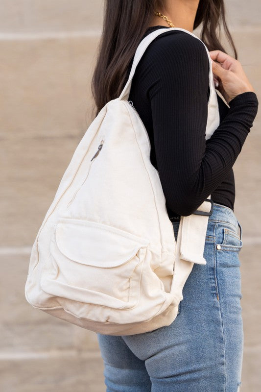 Oversized Canvas Sling Cream OneSize Accessories by Aili&