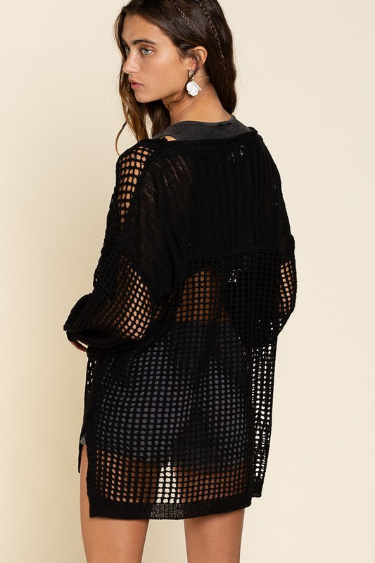 Oversized Fit See-through Pullover Sweater by POL | Fleurcouture