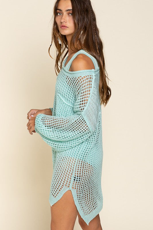 Oversized Fit See-through Pullover Sweater by POL | Fleurcouture