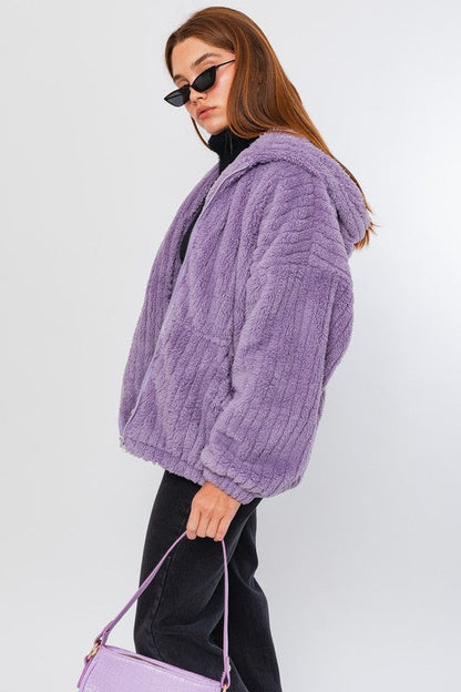 Oversized Fleece Hoodie Jacket by LE LIS | Fleurcouture