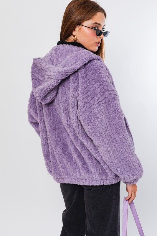 Oversized Fleece Hoodie Jacket by LE LIS | Fleurcouture