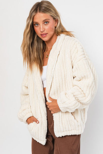 Oversized Fleece Hoodie Jacket by LE LIS | Fleurcouture