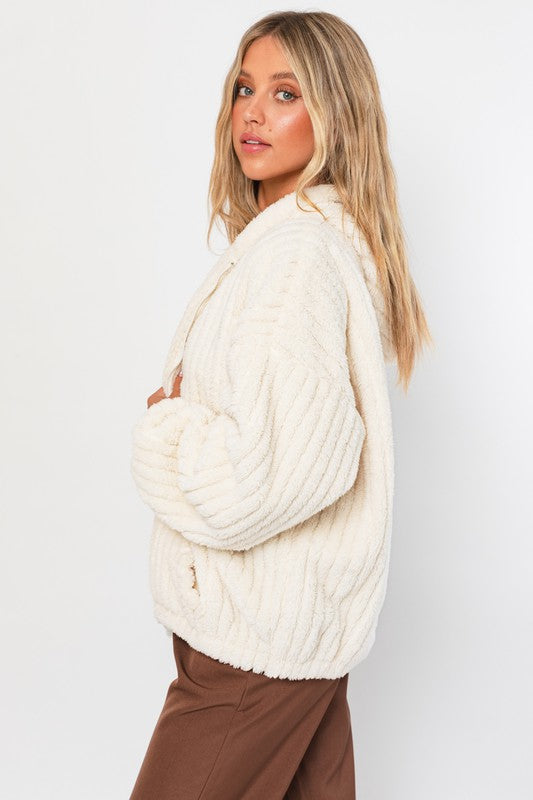 Oversized Fleece Hoodie Jacket by LE LIS | Fleurcouture