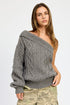 OVERSIZED ONE SHOULDER SWEATER CHARCOAL S by Emory Park | Fleurcouture