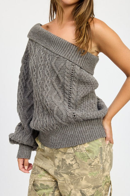 OVERSIZED ONE SHOULDER SWEATER by Emory Park | Fleurcouture