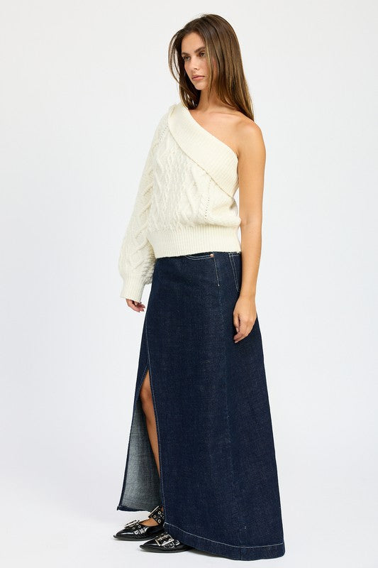 OVERSIZED ONE SHOULDER SWEATER by Emory Park | Fleurcouture