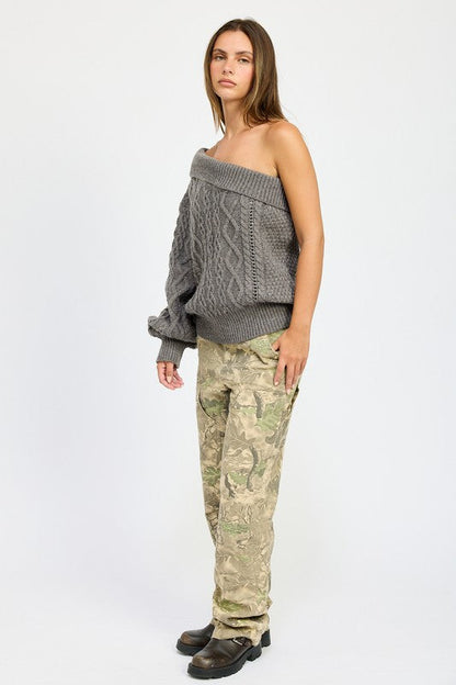 OVERSIZED ONE SHOULDER SWEATER by Emory Park | Fleurcouture