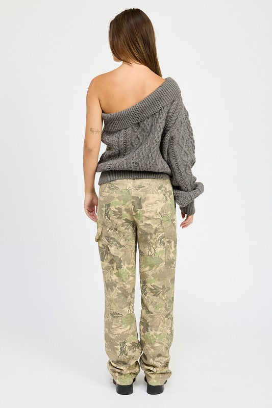 OVERSIZED ONE SHOULDER SWEATER by Emory Park | Fleurcouture