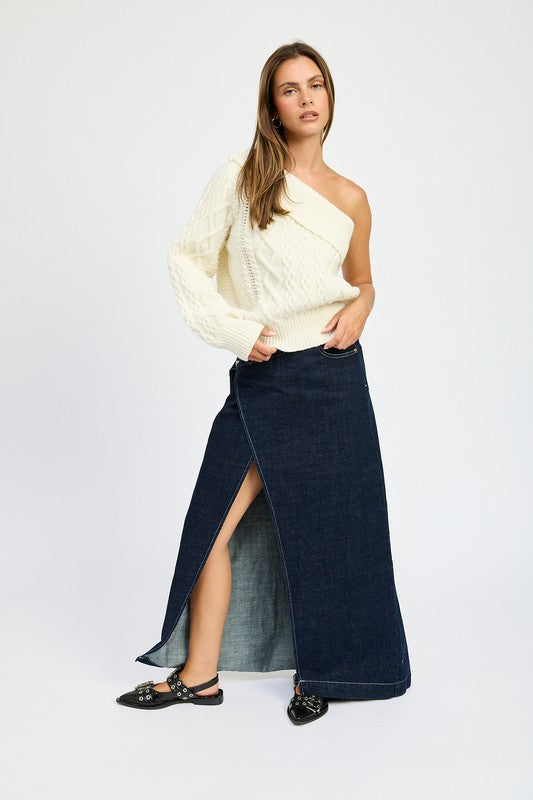 OVERSIZED ONE SHOULDER SWEATER by Emory Park | Fleurcouture