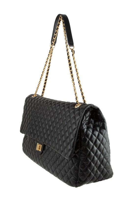 Oversized Quilted Shoulder Bag OS by ICCO ACCESSORIES | Fleurcouture