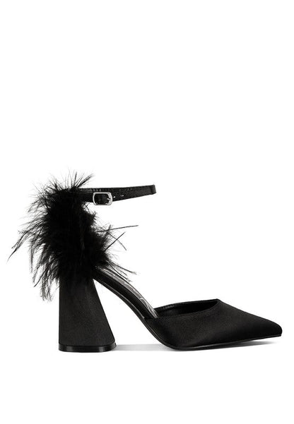 Palmetta Fur Detail Block Heel Sandals by Rag Company | Fleurcouture