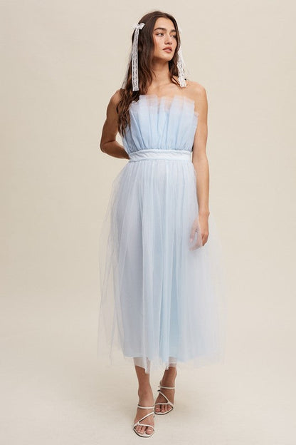 Paper Bag Frill Tulle Maxi Dress by Listicle | Fleurcouture