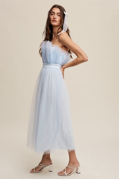 Paper Bag Frill Tulle Maxi Dress by Listicle | Fleurcouture