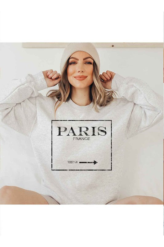 PARIS FRANCE GRAPHIC PLUS SIZE SWEATSHIRT ASH 1XL by ROSEMEAD LOS ANGELES CO | Fleurcouture