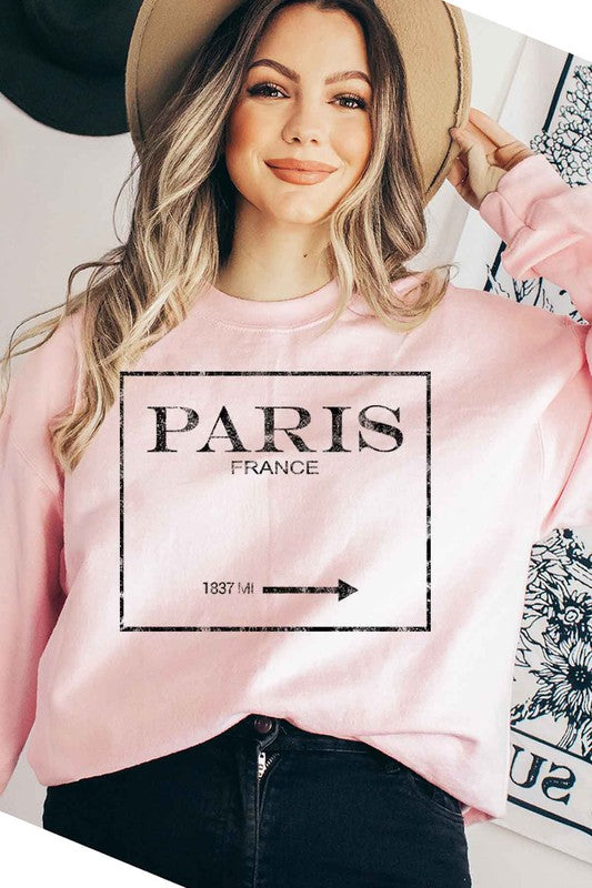 PARIS FRANCE GRAPHIC PLUS SIZE SWEATSHIRT PINK 1XL by ROSEMEAD LOS ANGELES CO | Fleurcouture