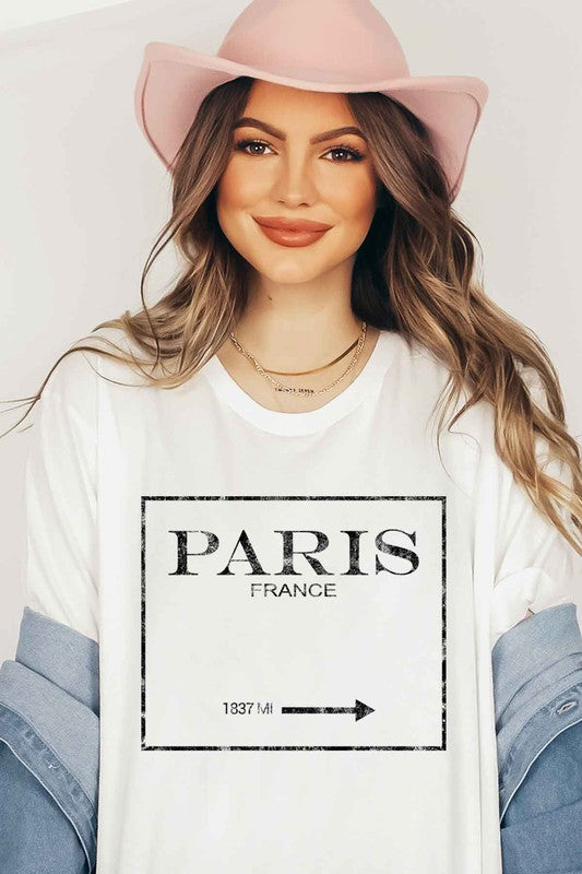 PARIS FRANCE GRAPHIC PLUS SIZE TEE / T-SHIRT WHITE 1XL by ROSEMEAD LOS ANGELES CO | Fleurcouture