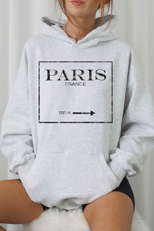 PARIS FRANCE HOODIE PLUS SIZE ASH 1XL by ROSEMEAD LOS ANGELES CO | Fleurcouture