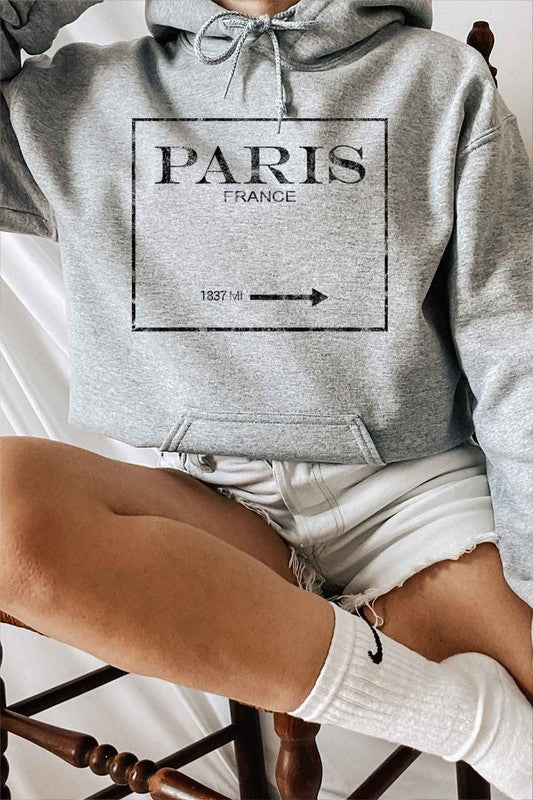 PARIS FRANCE HOODIE PLUS SIZE GREY 1XL by ROSEMEAD LOS ANGELES CO | Fleurcouture