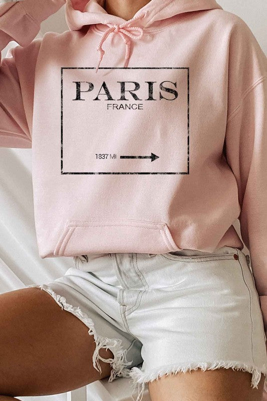 PARIS FRANCE HOODIE PLUS SIZE PINK 1XL by ROSEMEAD LOS ANGELES CO | Fleurcouture