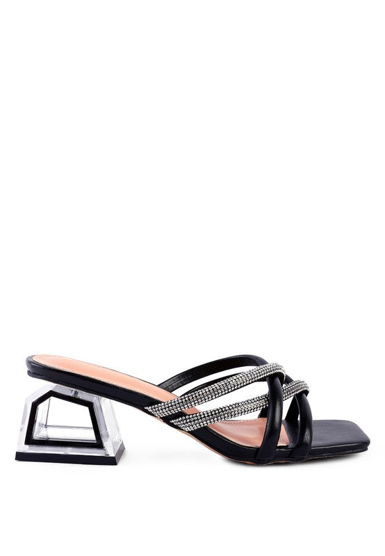 PARISIAN CUT OUT HEEL DIAMANTE SANDALS by Rag Company | Fleurcouture