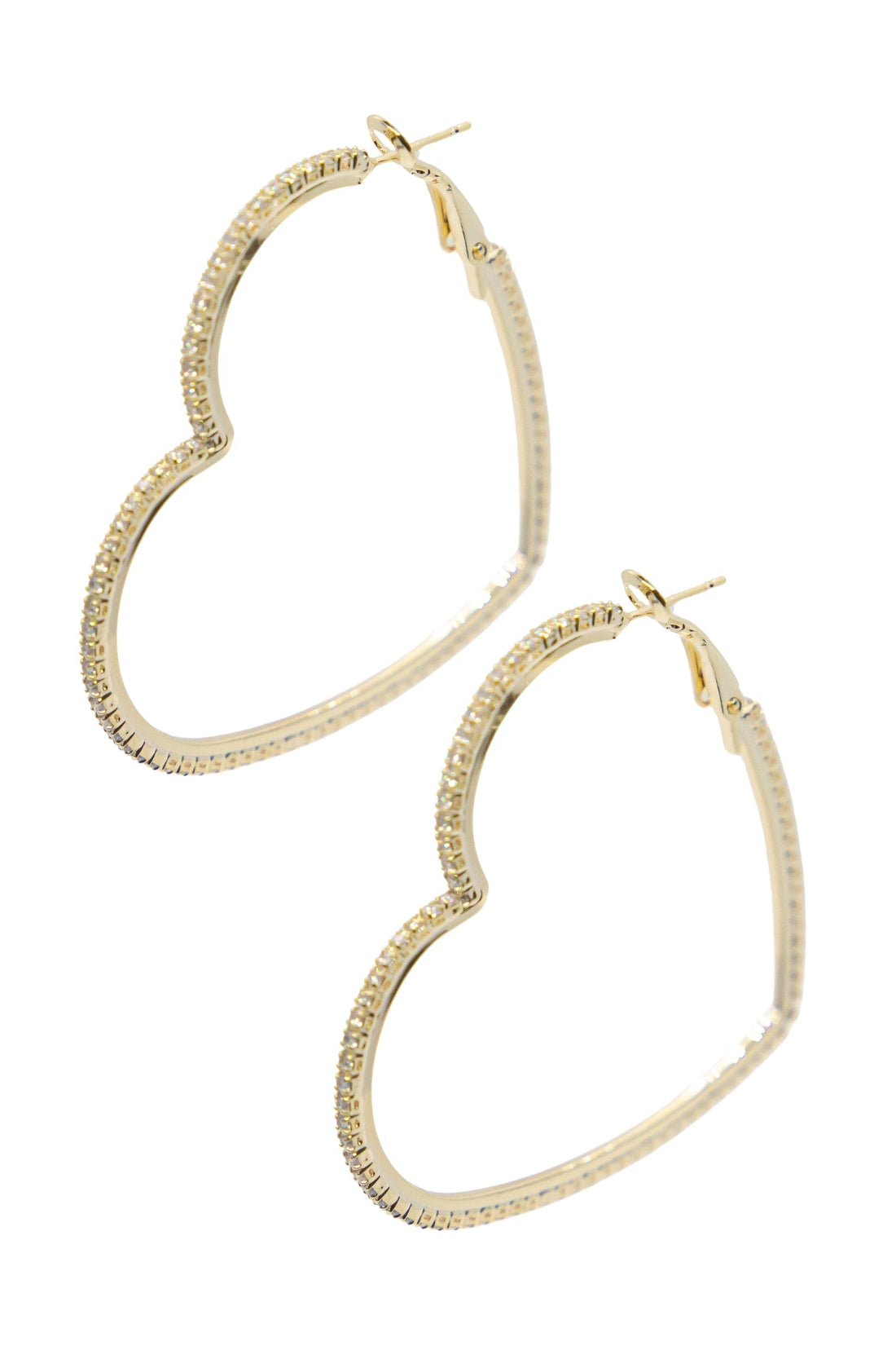 Passionate Embrace, Bold Heart-shaped Gold Earrings, Large Gold One Size Earrings by Grace & Emma | Fleurcouture