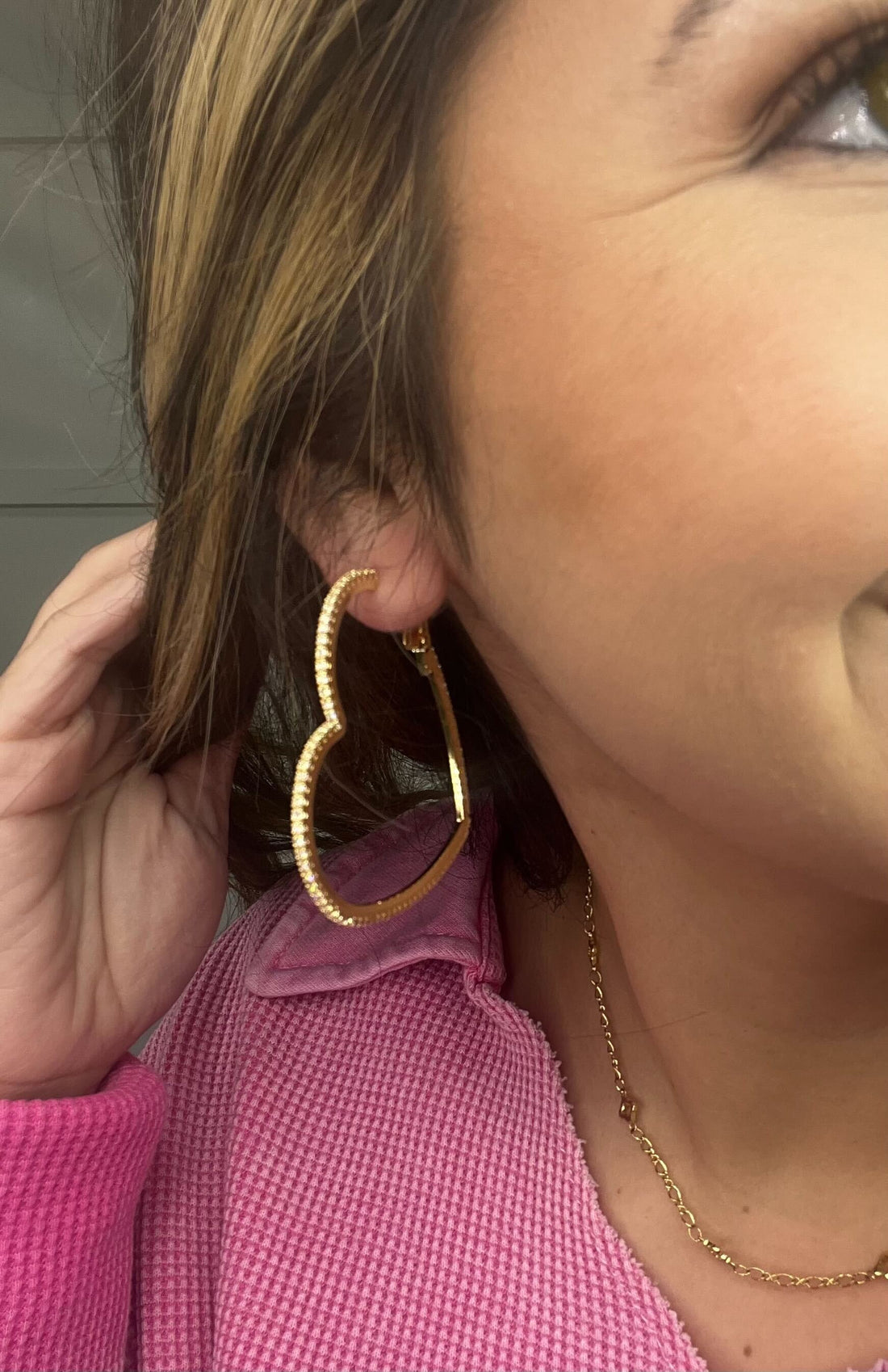 Passionate Embrace, Bold Heart-shaped Gold Earrings, Large Gold One Size Earrings by Grace & Emma | Fleurcouture