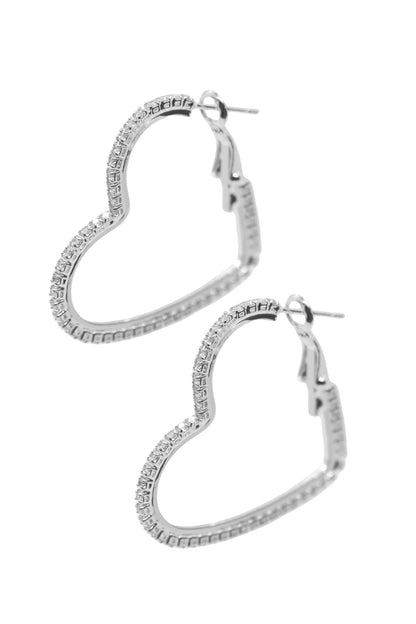 Passionate Embrace, Bold Heart-shaped Silver Earrings, Large Silver One Size Earrings by Grace &amp; Emma | Fleurcouture