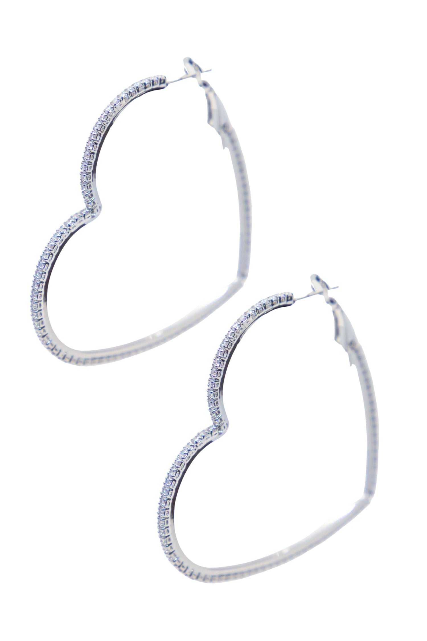 Passionate Embrace, Bold Heart-shaped Silver Earrings, Large Silver One Size Earrings by Grace &amp; Emma | Fleurcouture