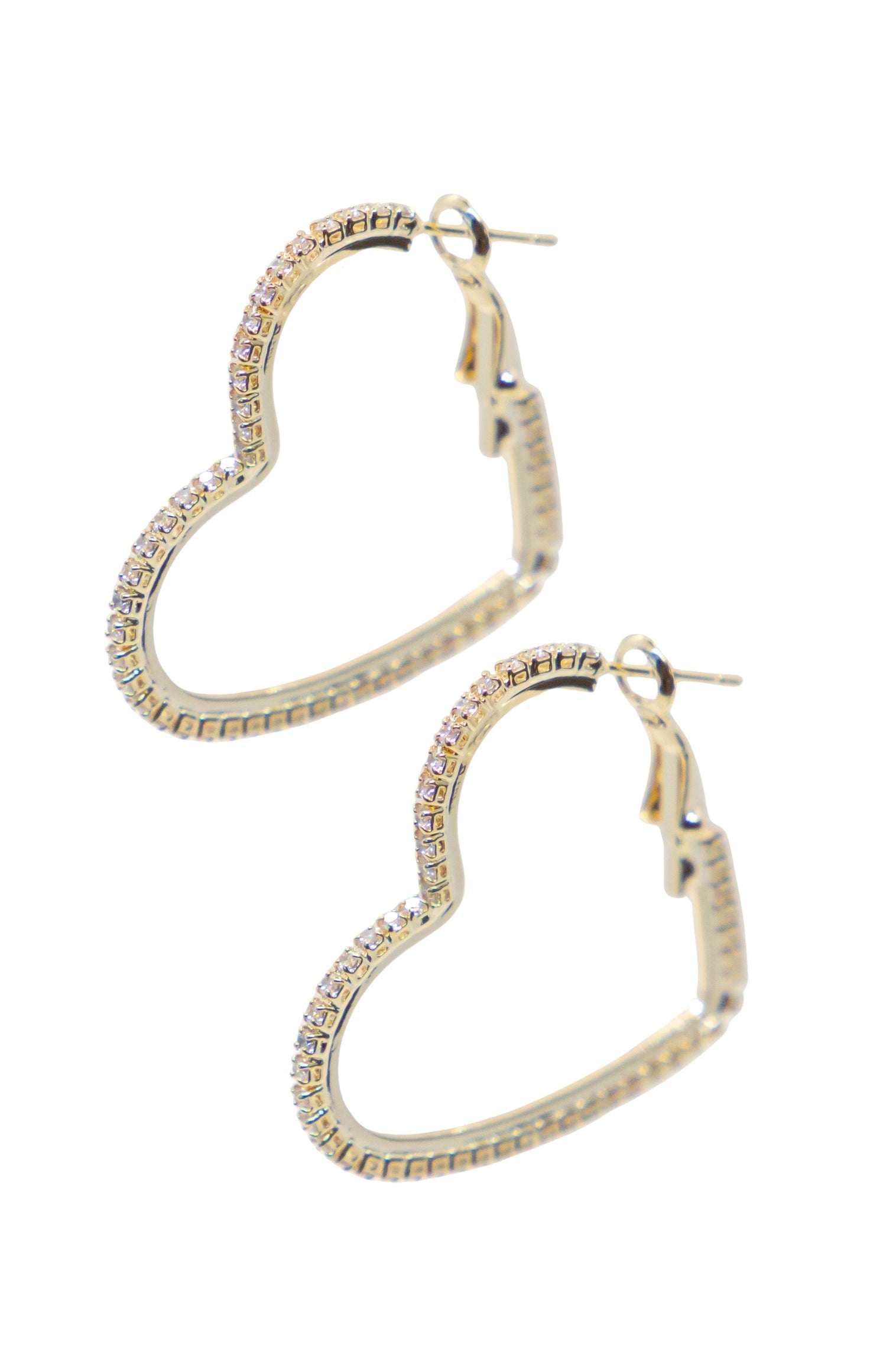 Passionate Embrace, Medium Gold heart Shape Hoops Earrings Gold One Size Earrings by Grace &amp; Emma | Fleurcouture