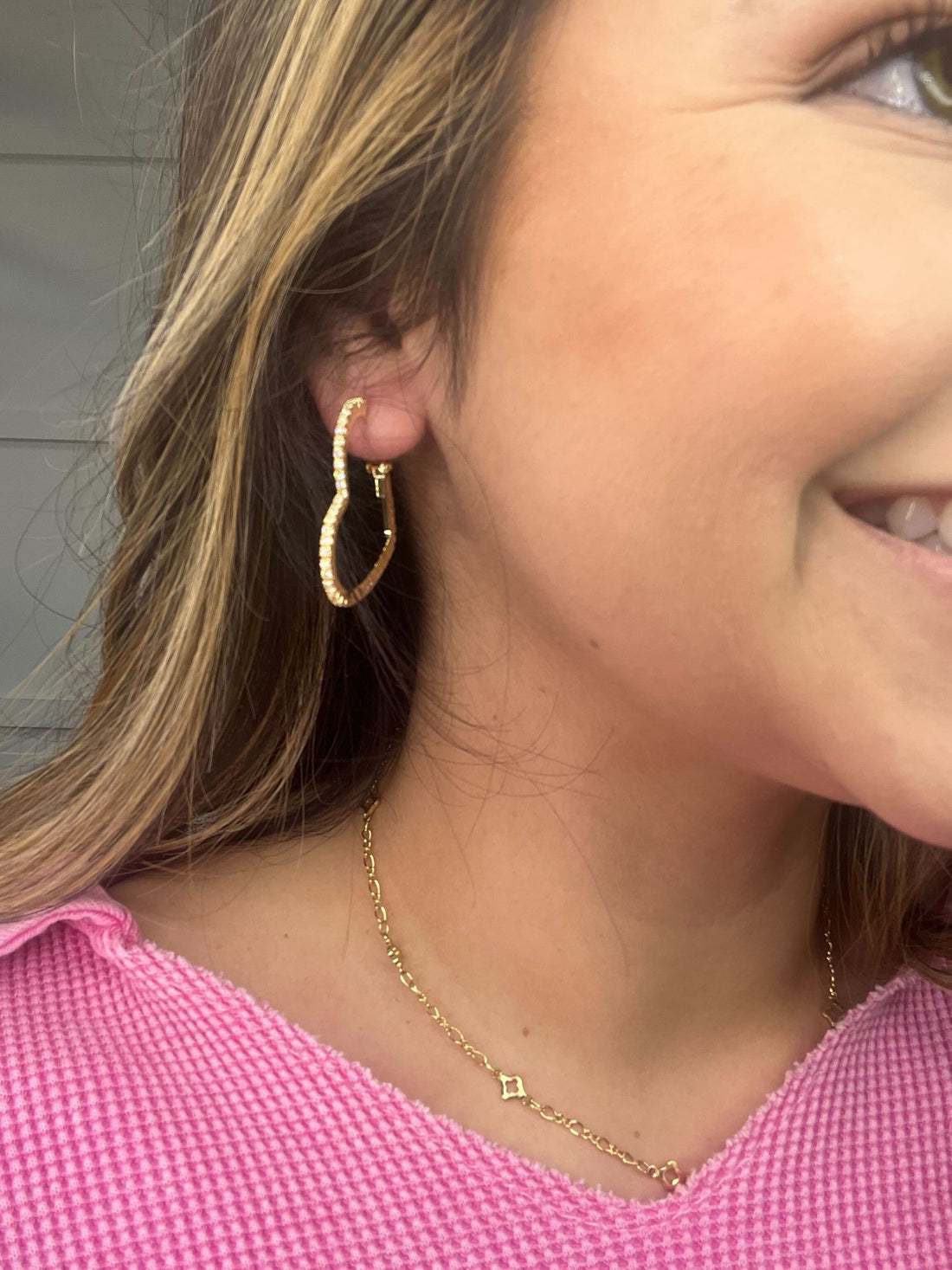 Passionate Embrace, Medium Gold heart Shape Hoops Earrings Gold One Size Earrings by Grace & Emma | Fleurcouture