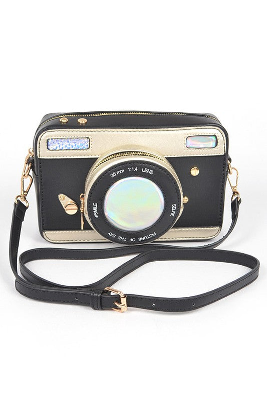 Patent Finish Top Handle Convertible Clutch Bag Black O/S by Artini Accessories | Fleurcouture