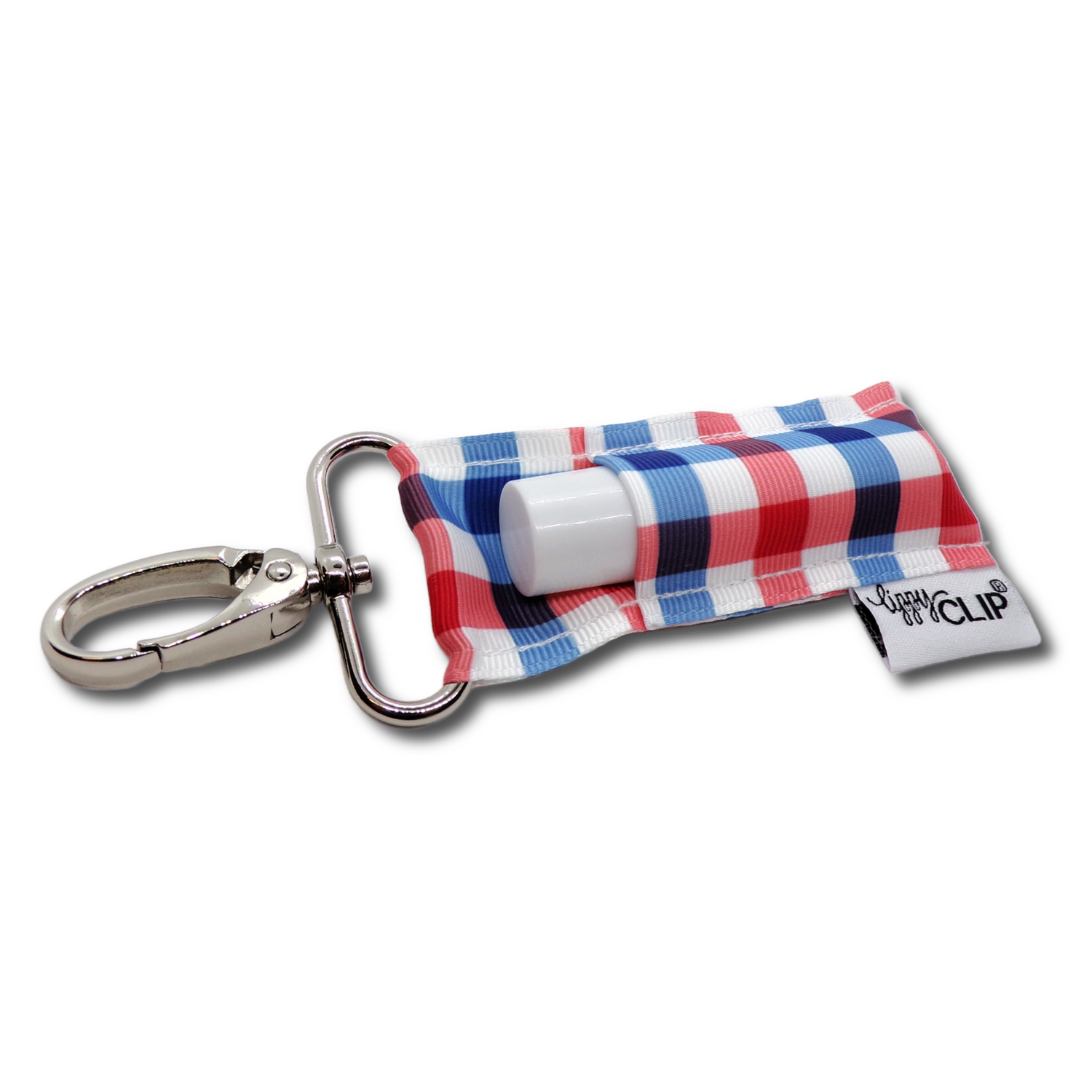 Patriotic Plaid LippyClip® Lip Balm Holder Retail by LippyClip® | Fleurcouture