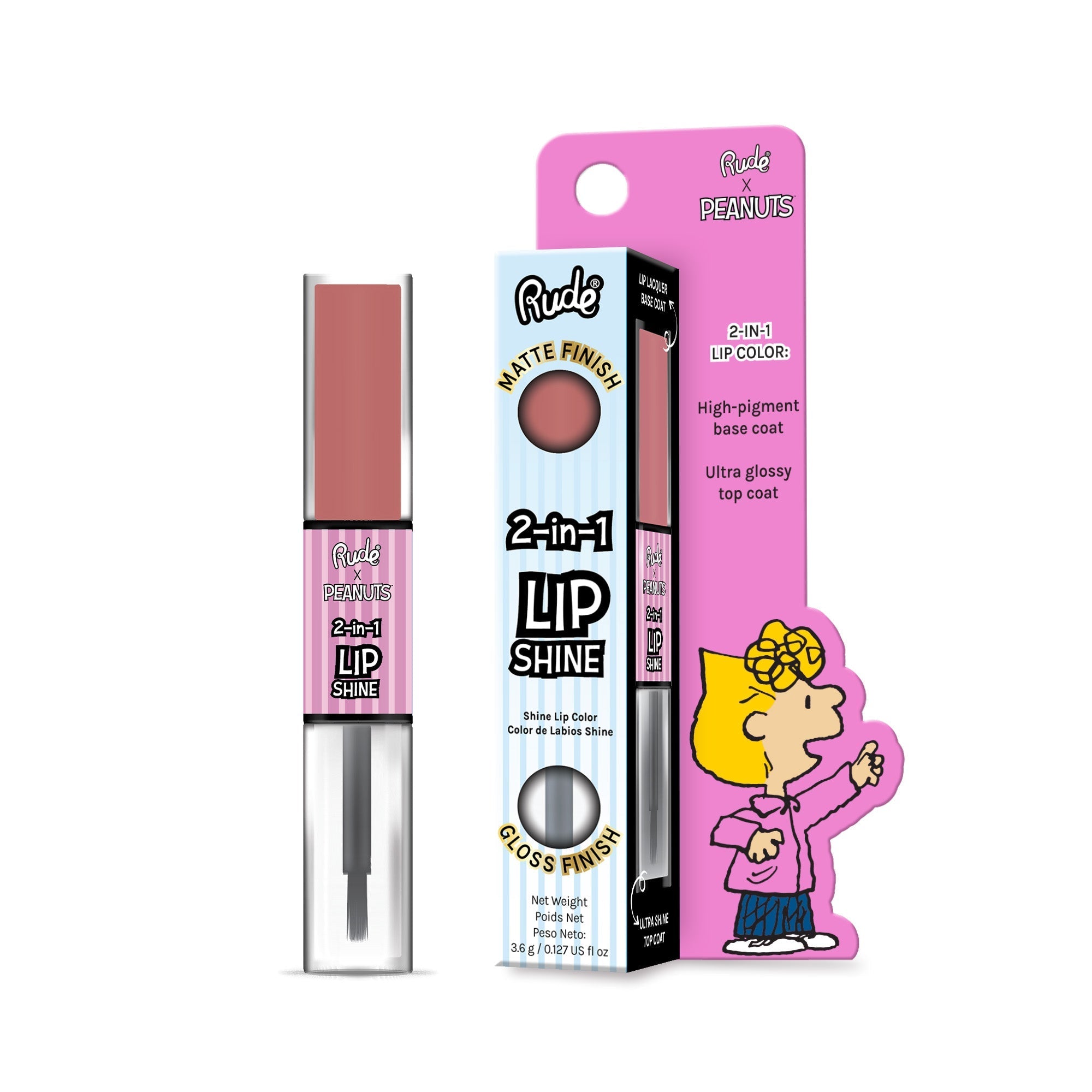 Peanuts 2-In-1 Lip Shine Sweet Lipstick by Rude Cosmetics | Fleurcouture