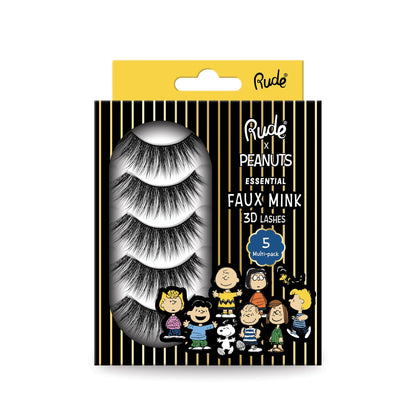 Peanuts Essential Faux Mink 3D Lashes - 5-pack False Eyelashes by Rude Cosmetics | Fleurcouture