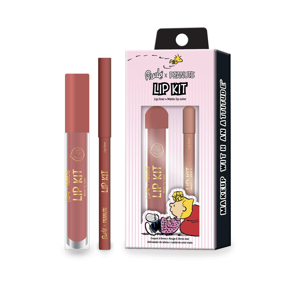 Peanuts Lip Kit - Lip Liner + Matte Lip Color Nose Kiss Lipstick by Rude Cosmetics | Fleurcouture